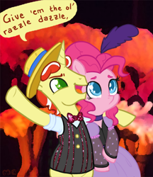 Size: 734x850 | Tagged: safe, artist:mcponyponypony, character:flim, character:pinkie pie, burlesque, chicago, clothing, dress, saloon dress, saloon pinkie, song reference, you gotta share