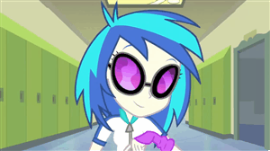 Size: 300x168 | Tagged: safe, screencap, character:dj pon-3, character:vinyl scratch, episode:music to my ears, equestria girls:rainbow rocks, g4, my little pony:equestria girls, animated, solo, synesthesia