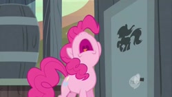 Size: 1280x720 | Tagged: safe, screencap, character:pinkie pie, episode:the last roundup, g4, my little pony: friendship is magic, bathroom denial, desperation, need to pee, omorashi, outhouse, potty dance, potty emergency, potty time, solo, trotting in place