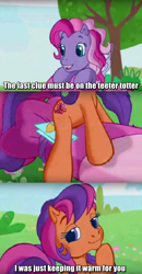 Size: 1024x1971 | Tagged: safe, screencap, character:scootaloo (g3), character:starsong, episode:sweetie belle's gumball house surprise, g3.5, image macro, meme, out of context
