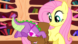 Size: 1280x720 | Tagged: safe, screencap, character:fluttershy, character:spike, episode:just for sidekicks, g4, my little pony: friendship is magic, wide eyes