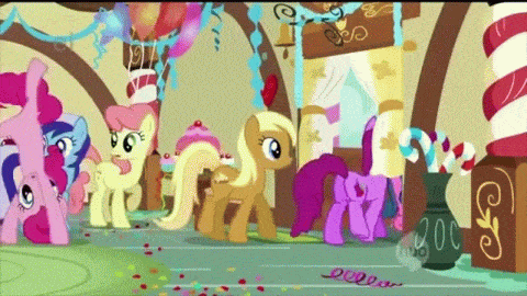 Size: 480x270 | Tagged: safe, screencap, character:apple cobbler, character:berry punch, character:berryshine, character:minuette, character:pinkie pie, episode:a bird in the hoof, g4, my little pony: friendship is magic, animated, apple family member, background pony, cartwheel