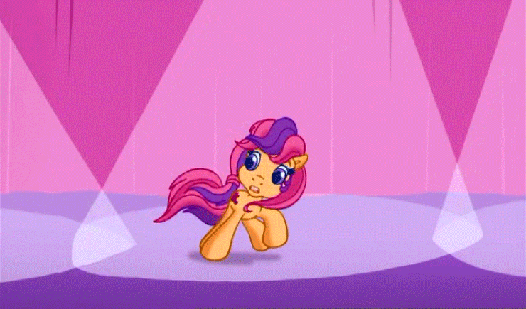 Size: 740x435 | Tagged: safe, screencap, character:scootaloo (g3), episode:waiting for the winter wishes festival, g3.5, animated, cute, cutealoo, horses doing horse things, rolling, solo, spotlight, trip
