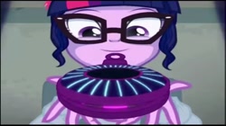 Size: 1363x765 | Tagged: safe, screencap, character:twilight sparkle, character:twilight sparkle (scitwi), species:eqg human, equestria girls:friendship games, g4, my little pony:equestria girls, clothing, glasses, holding, magic capture device, oh crap, solo