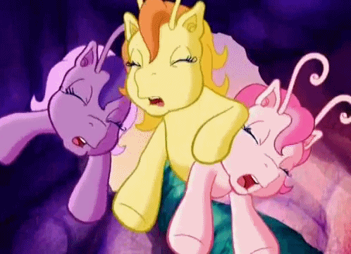 Size: 498x360 | Tagged: safe, screencap, character:tiddlywink, character:tra-la-la, character:zipzee, species:breezies, episode:the princess promenade, g3, animated, context is for the weak, eyes closed, loop, out of context, stuck