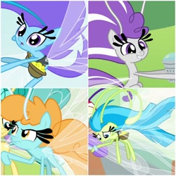 Size: 600x600 | Tagged: safe, screencap, character:breezette, character:twirly, species:breezies, episode:it ain't easy being breezies, g4, my little pony: friendship is magic, collage, cropped, female, male, windfall