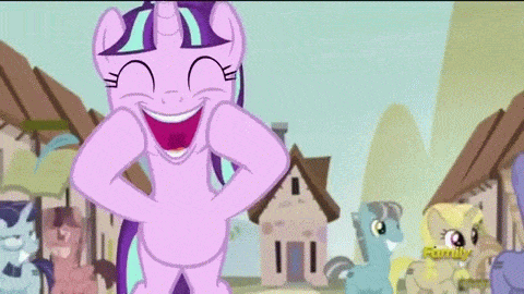 Size: 480x270 | Tagged: safe, screencap, character:starlight glimmer, species:pony, species:unicorn, episode:the cutie map, g4, my little pony: friendship is magic, animated, cult, cute, eyes closed, false smile, female, glimmerbetes, mare, open mouth