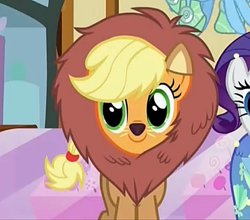 Size: 534x470 | Tagged: safe, screencap, character:applejack, character:rainbow dash, character:rarity, species:earth pony, species:pony, species:unicorn, episode:scare master, g4, my little pony: friendship is magic, alternate hairstyle, applelion, astrodash, astronaut, big cat, c:, clothing, costume, cute, female, hnnng, jackabetes, lion, mermaid, mermarity, nightmare night, smiling