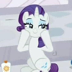 Size: 236x236 | Tagged: safe, screencap, character:rarity, episode:rarity investigates, g4, my little pony: friendship is magic, animated, c:, cropped, extreme speed animation, lidded eyes, loop, rubbing, sitting, smiling, speed up, squishy cheeks, sunscreen