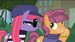 Size: 1920x1080 | Tagged: safe, screencap, character:late show, character:stardom, species:earth pony, species:pony, episode:made in manehattan, g4, my little pony: friendship is magic, beret, clothing, female, hat, male, mare, method mares, shirt, stallion, sweater