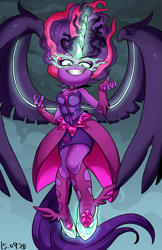 Size: 1189x1837 | Tagged: safe, artist:nekubi, character:midnight sparkle, character:twilight sparkle, character:twilight sparkle (scitwi), species:eqg human, equestria girls:friendship games, g4, my little pony:equestria girls, female, grin, looking at you, magic, midnight sparkle, smiling, solo