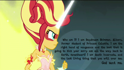 Size: 1920x1080 | Tagged: safe, screencap, character:daydream shimmer, character:sunset shimmer, equestria girls:friendship games, g4, my little pony:equestria girls, babylon 5, badass boast, daydream shimmer, reference, susan ivanova, text edit
