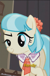 Size: 400x608 | Tagged: safe, screencap, character:coco pommel, episode:made in manehattan, g4, my little pony: friendship is magic, needs more jpeg, raised eyebrow, solo