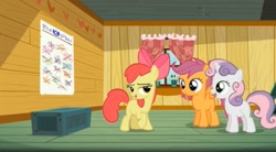 Size: 1666x918 | Tagged: safe, screencap, character:apple bloom, character:scootaloo, character:sweetie belle, species:pegasus, species:pony, episode:crusaders of the lost mark, g4, my little pony: friendship is magic, cutie mark crusaders