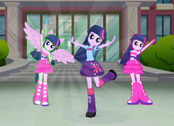 Size: 831x600 | Tagged: safe, gameloft, screencap, character:twilight sparkle, character:twilight sparkle (alicorn), species:alicorn, my little pony:equestria girls, 3d, 3d model, boots, fall formal outfits, high heel boots, multeity, ponied up, sparkle sparkle sparkle, twilight ball dress, wings