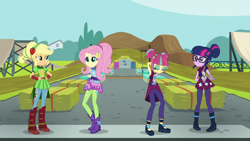 Size: 1280x720 | Tagged: safe, screencap, character:applejack, character:fluttershy, character:sour sweet, character:twilight sparkle, character:twilight sparkle (scitwi), species:eqg human, equestria girls:friendship games, g4, my little pony:equestria girls, archery, armpits