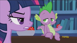 Size: 1920x1080 | Tagged: safe, screencap, character:spike, episode:what about discord?, g4, my little pony: friendship is magic, asking for it, discovery family logo, gem, my body is ready, smug