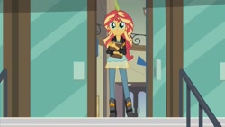 Size: 1680x945 | Tagged: safe, screencap, character:sunset shimmer, equestria girls:friendship games, g4, my little pony:equestria girls, book, looking at you, solo