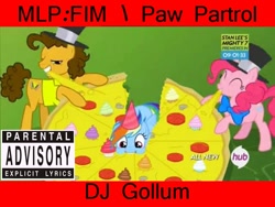 Size: 640x480 | Tagged: safe, screencap, character:cheese sandwich, character:pinkie pie, character:rainbow dash, episode:pinkie pride, g4, my little pony: friendship is magic, djguttatoon, explicit source, food, paw patrol, pizza, pmv