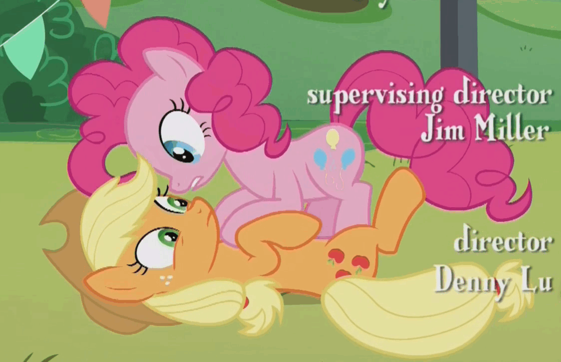 Size: 1125x727 | Tagged: safe, screencap, character:applejack, character:pinkie pie, episode:the mane attraction, g4, my little pony: friendship is magic, animated, loop, out of context, tigger, winnie the pooh