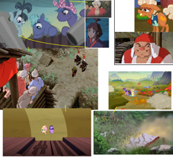 Size: 1994x1813 | Tagged: safe, screencap, character:hacksaw mccolt, episode:the hooffields and mccolts, g4, my little pony: friendship is magic, hacksaw mccolt, hooffield family, jigo, kaya, ma hooffield, mccolt family, princess mononoke, rosy riveter, steel bolts, toki