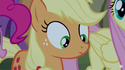 Size: 1366x768 | Tagged: safe, screencap, character:applejack, character:fluttershy, character:pinkie pie, episode:the mane attraction, g4, my little pony: friendship is magic