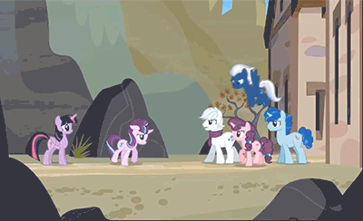 Size: 400x244 | Tagged: safe, screencap, character:double diamond, character:night glider, character:party favor, character:starlight glimmer, character:sugar belle, character:twilight sparkle, character:twilight sparkle (alicorn), species:alicorn, species:pony, episode:the cutie re-mark, animated, apology, begging, equal four, female, floppy ears, forgiveness, friends are always there for you, group hug, mare, our town, second chances