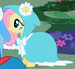 Size: 350x321 | Tagged: safe, screencap, character:fluttershy, episode:secret of my excess, g4, my little pony: friendship is magic, cape, clothing, outfit catalog, solo