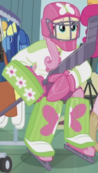 Size: 395x700 | Tagged: safe, screencap, character:fluttershy, equestria girls:friendship games, g4, my little pony:equestria girls, goalie, hockey, hockey stick, outfit catalog, solo