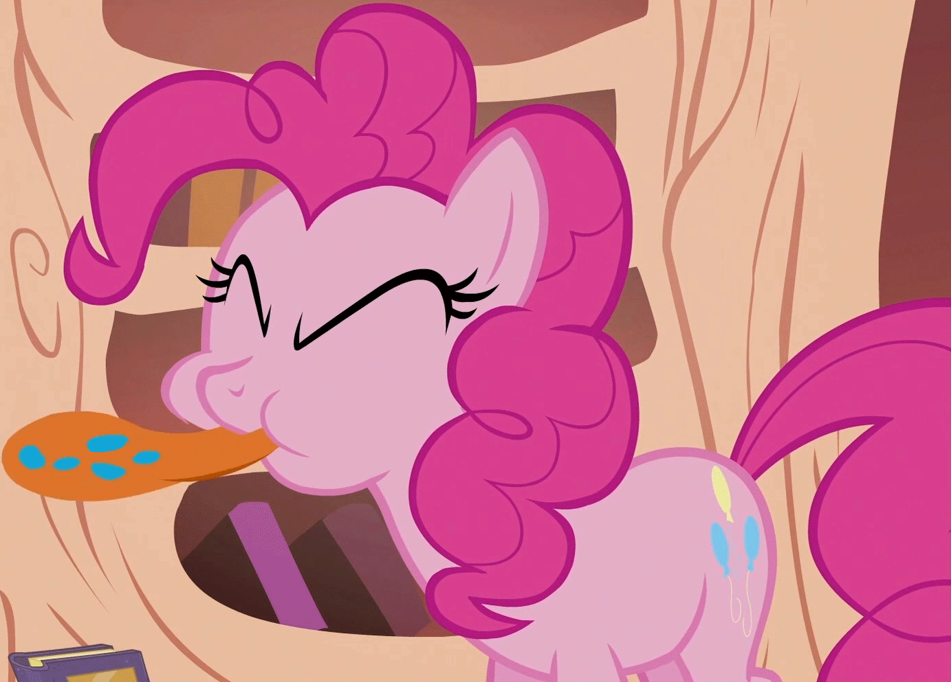 Size: 1383x993 | Tagged: safe, screencap, character:pinkie pie, episode:bridle gossip, g4, my little pony: friendship is magic, animated, cropped, eyes closed, loop, puffy cheeks, solo, spitty pie, tongue out