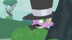 Size: 1366x768 | Tagged: safe, screencap, character:spike, episode:owl's well that ends well, g4, my little pony: friendship is magic, dastardly spike, fake moustache, solo