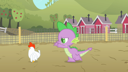 Size: 1366x768 | Tagged: safe, screencap, character:spike, species:chicken, episode:owl's well that ends well, g4, my little pony: friendship is magic