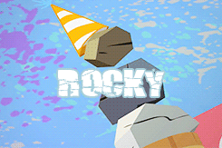 Size: 245x163 | Tagged: safe, screencap, animated, clothing, hat, party hat, rocky, text