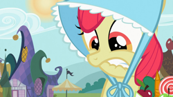 Size: 1366x768 | Tagged: safe, screencap, character:apple bloom, episode:family appreciation day, g4, my little pony: friendship is magic, bonnet, solo