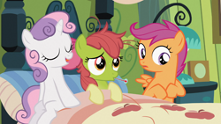 Size: 1366x768 | Tagged: safe, screencap, character:apple bloom, character:scootaloo, character:sweetie belle, species:pegasus, species:pony, episode:family appreciation day, g4, my little pony: friendship is magic, backwards thermometer, cutie mark crusaders, thermometer