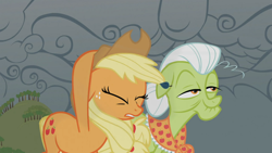 Size: 1366x768 | Tagged: safe, screencap, character:applejack, character:granny smith, episode:family appreciation day, g4, my little pony: friendship is magic