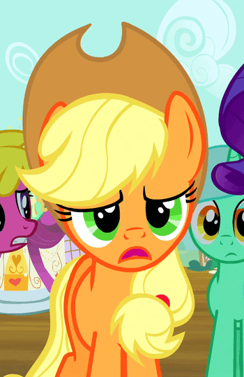 Size: 350x540 | Tagged: safe, screencap, character:applejack, character:cherry berry, character:lyra heartstrings, character:rarity, episode:it's about time, g4, my little pony: friendship is magic, animated