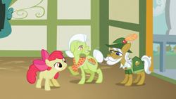 Size: 1366x768 | Tagged: safe, screencap, character:apple bloom, character:apple strudel, character:granny smith, episode:family appreciation day, g4, my little pony: friendship is magic, apple family member