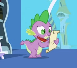 Size: 436x386 | Tagged: safe, screencap, character:spike, species:dragon, episode:friendship is magic, g4, my little pony: friendship is magic, exploitable, letter, male, quill, solo, spike's love letters, template, tongue out
