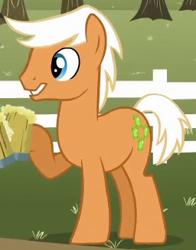 Size: 256x326 | Tagged: safe, screencap, character:emerald green, character:green gem, species:earth pony, species:pony, episode:the super speedy cider squeezy 6000, g4, my little pony: friendship is magic, background pony, race swap, solo, wingless