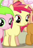 Size: 70x100 | Tagged: safe, screencap, character:apple rose, character:babs seed, character:liberty belle, character:sweet tooth, species:pony, species:unicorn, episode:apple family reunion, g4, my little pony: friendship is magic, apple family member, background pony, cropped, female, filly, picture for breezies, solo focus