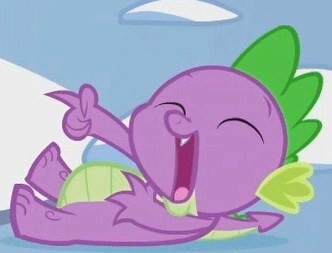 Size: 332x253 | Tagged: safe, screencap, character:spike, episode:winter wrap up, g4, my little pony: friendship is magic, animated, cropped, cute, laughing, male, open mouth, pointing, solo, spikabetes