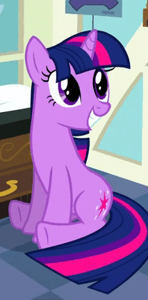 Size: 213x431 | Tagged: safe, screencap, character:twilight sparkle, character:twilight sparkle (unicorn), species:pony, species:unicorn, episode:secret of my excess, g4, my little pony: friendship is magic, animated, blinking, cropped, cute, female, mare, sitting, smiling, solo, twiabetes