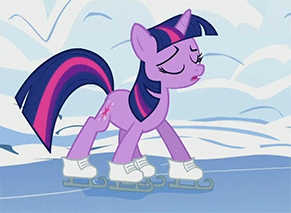Size: 291x213 | Tagged: safe, screencap, character:twilight sparkle, character:twilight sparkle (unicorn), species:pony, species:unicorn, episode:winter wrap up, g4, my little pony: friendship is magic, animated, circling stars, crash, cropped, derp, dizzy, faceplant, googly eyes, ice skates, ice skating, slipping, solo
