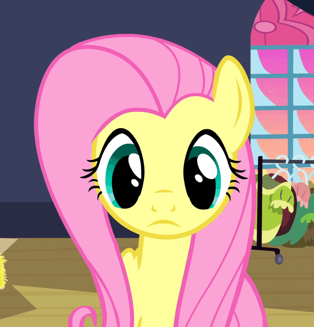 Size: 623x648 | Tagged: safe, screencap, character:fluttershy, episode:hearth's warming eve, g4, my little pony: friendship is magic, animated, eye, eye scream, eyelashes, eyes, magic, ouch, palpebral conjunctiva