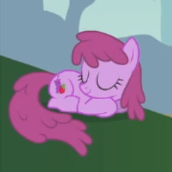 Size: 250x250 | Tagged: safe, screencap, character:berry punch, character:berryshine, species:earth pony, species:pony, episode:dragonshy, g4, my little pony: friendship is magic, behaving like a cat, berrybetes, cropped, cute, eyes closed, female, mare, ponyloaf, prone, sleeping, smiling, solo