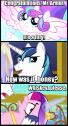Size: 500x921 | Tagged: safe, screencap, character:princess cadance, character:princess flurry heart, character:shining armor, episode:the crystalling, g4, my little pony: friendship is magic, alcohol, comic, food, image macro, meme, ouch, reference, simpsons did it, the simpsons, whiskey