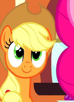Size: 287x398 | Tagged: safe, screencap, character:applejack, character:pinkie pie, episode:mmmystery on the friendship express, g4, my little pony: friendship is magic, animated
