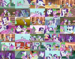 Size: 3197x2520 | Tagged: safe, screencap, character:rarity, character:spike, ship:sparity, collage, female, high res, interspecies, kissing, male, otp, shipping, straight