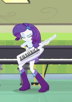 Size: 238x337 | Tagged: safe, screencap, character:rarity, equestria girls:rainbow rocks, g4, my little pony:equestria girls, animated, barrette, bracelet, clothing, cutie mark on clothes, dancity, eyeshadow, female, good trick, jewelry, keytar, makeup, musical instrument, shirt, shoes, skirt, solo, spinning, you spin me right round